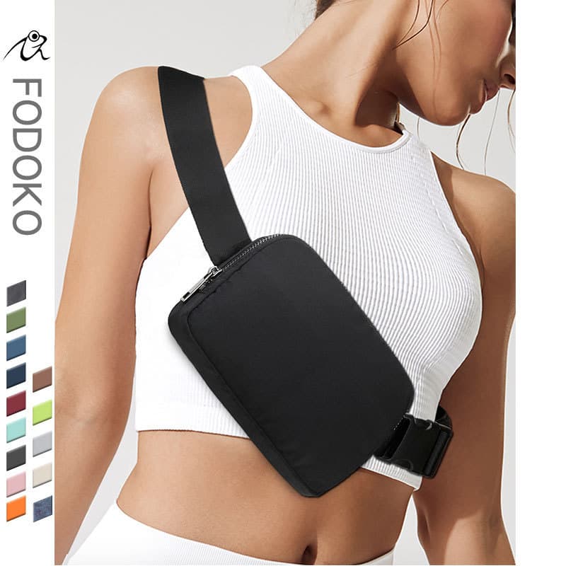 lulu waist bag nylon waterproof chest bag outdoor multi-functional sports running bag exposed crossbody men and women outdoor sports