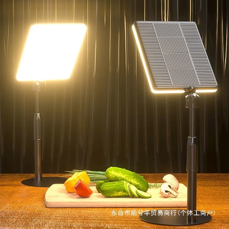 Professional food photography lighting for live streaming and video, designed for indoor product shooting and video recording.
