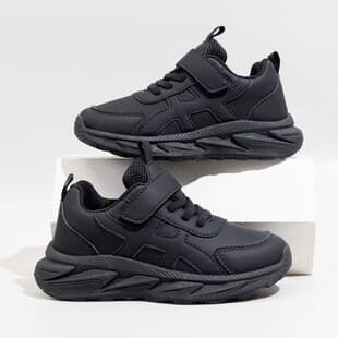 Children's Sports Shoes Boys Girls Running Shoes Spring Autumn All Black Casual Shoes Lightweight Anti-Slip Cross-border Big Kids Dad Shoes