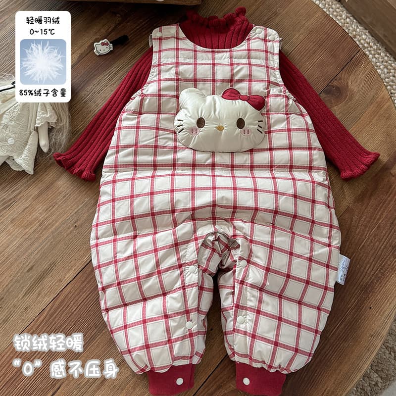 Sleeveless down romper for baby girls, cartoon style, new autumn and winter style, girls' down overalls, Class A