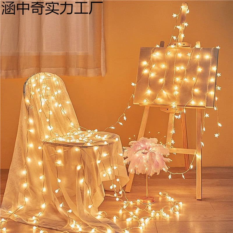 LED star lamp girly heart room decoration bedroom layout Internet celebrity lighting small colorful lights flashing string lights full of stars