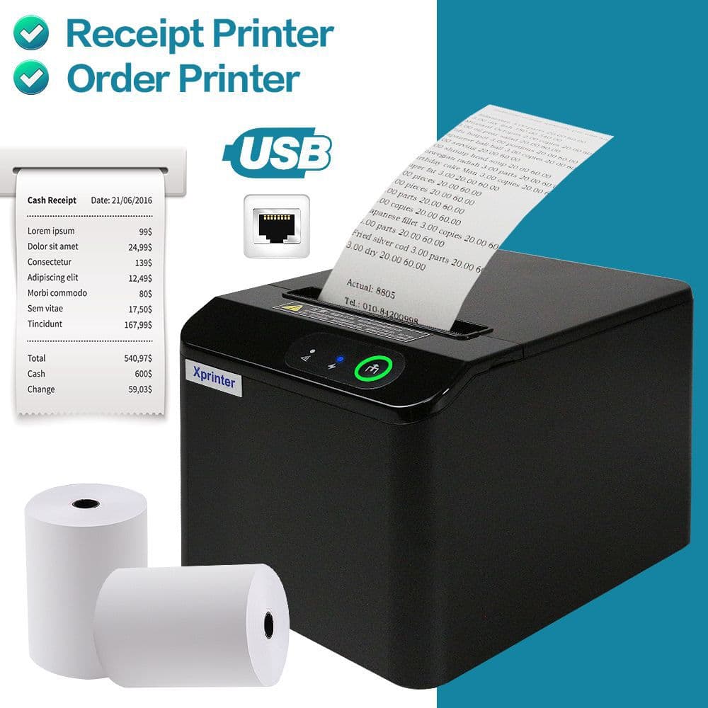 Xinye T80Q Receipt 80mm Printer Multi-Port with Automatic Cutting Machine Pos Printer Kitchen Printer