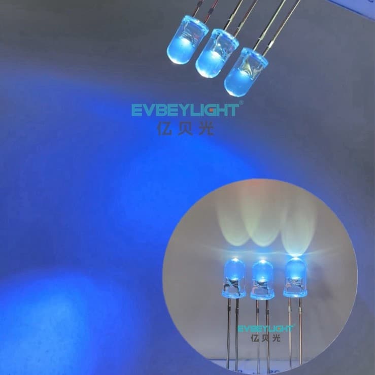 F5 UV 365-370nm 5MM Purple Long Leg Round Head Transparent Sterilization Purple LED Luminous Lamp Beads
