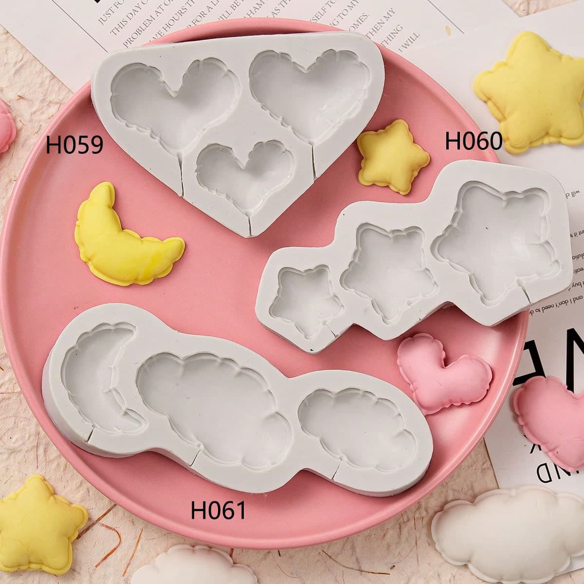 Love balloon five-pointed star shape star moon cloud silicone mold diy glue clay insert decorative mold