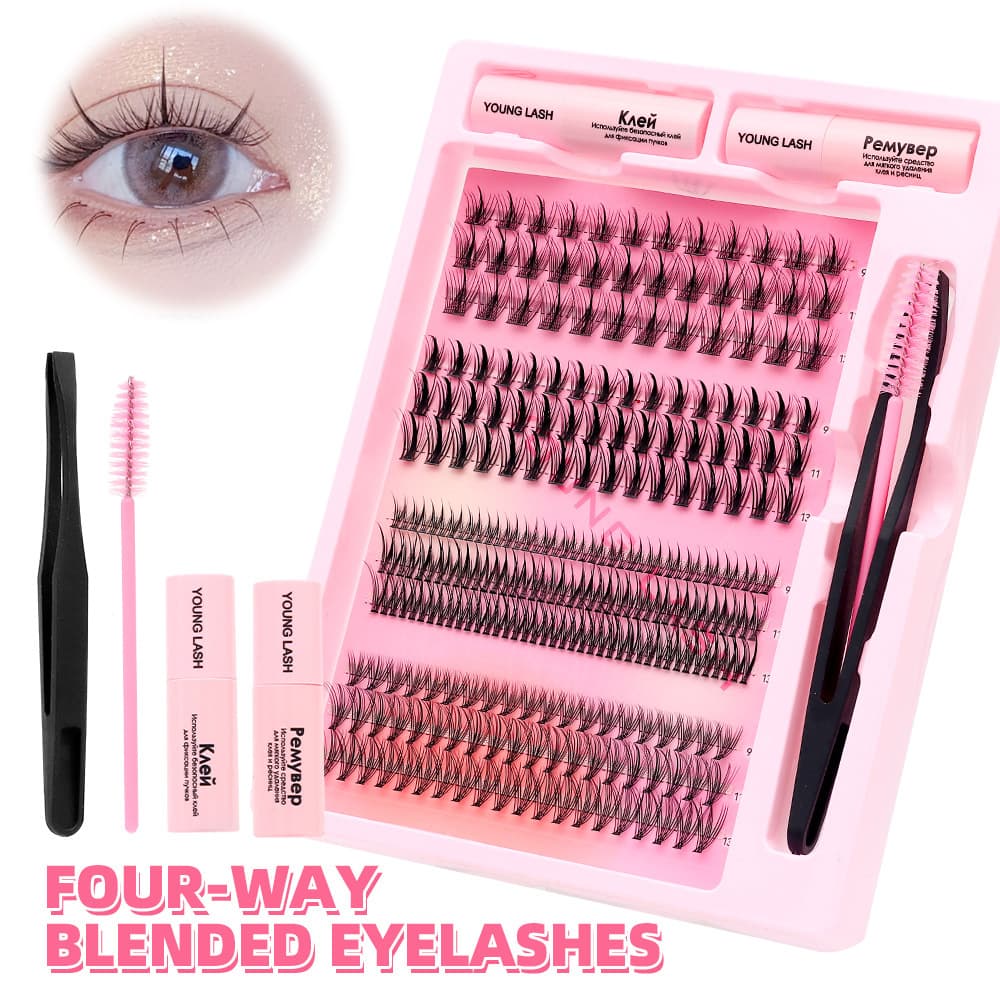 European and American DIY Segment Single-Cluster Eyelash Extensions Cross-Border Thick Curly Comic Eye Lash Kit Wholesale