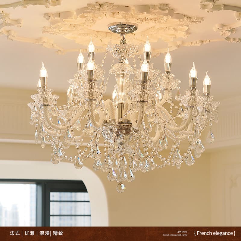 French Chandelier Living Room European Crystal Lamp Vintage Lighting Zhongshan Lamp Candle Lamp Cream Style Bedroom Lamp