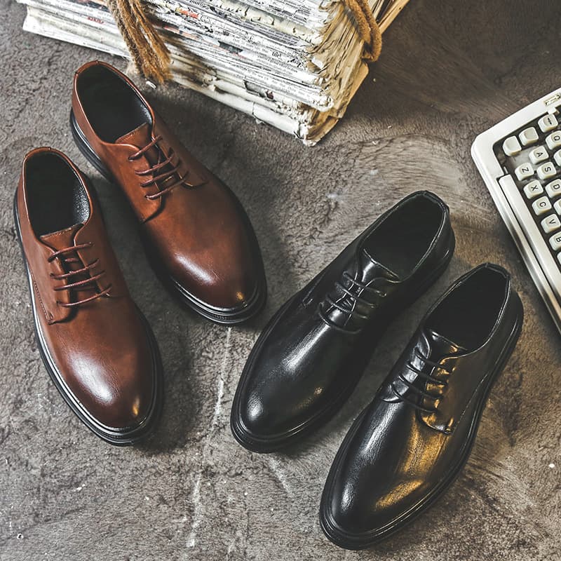 Cross-border Men's Large Size Leather Shoes 45 46 Business Formal Shoes Trendy Pointed Toe Wedding Shoes Groom Shoes Korean Style Men's Shoes