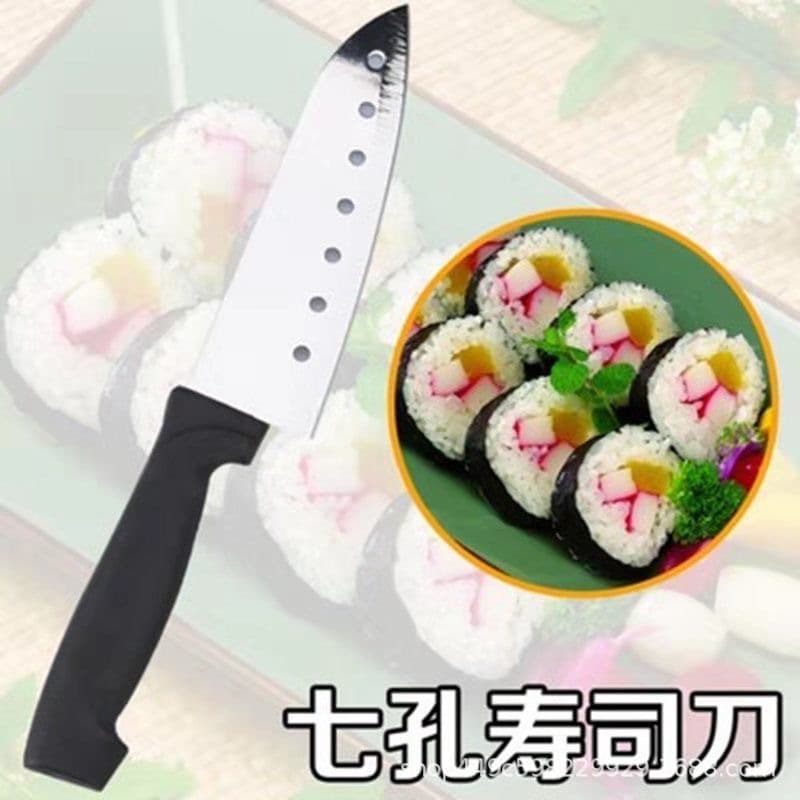 Stainless steel fruit knife, kitchen knife with seven holes, sushi knife, household fruit knife, portable kitchen knife, fruit peeler.