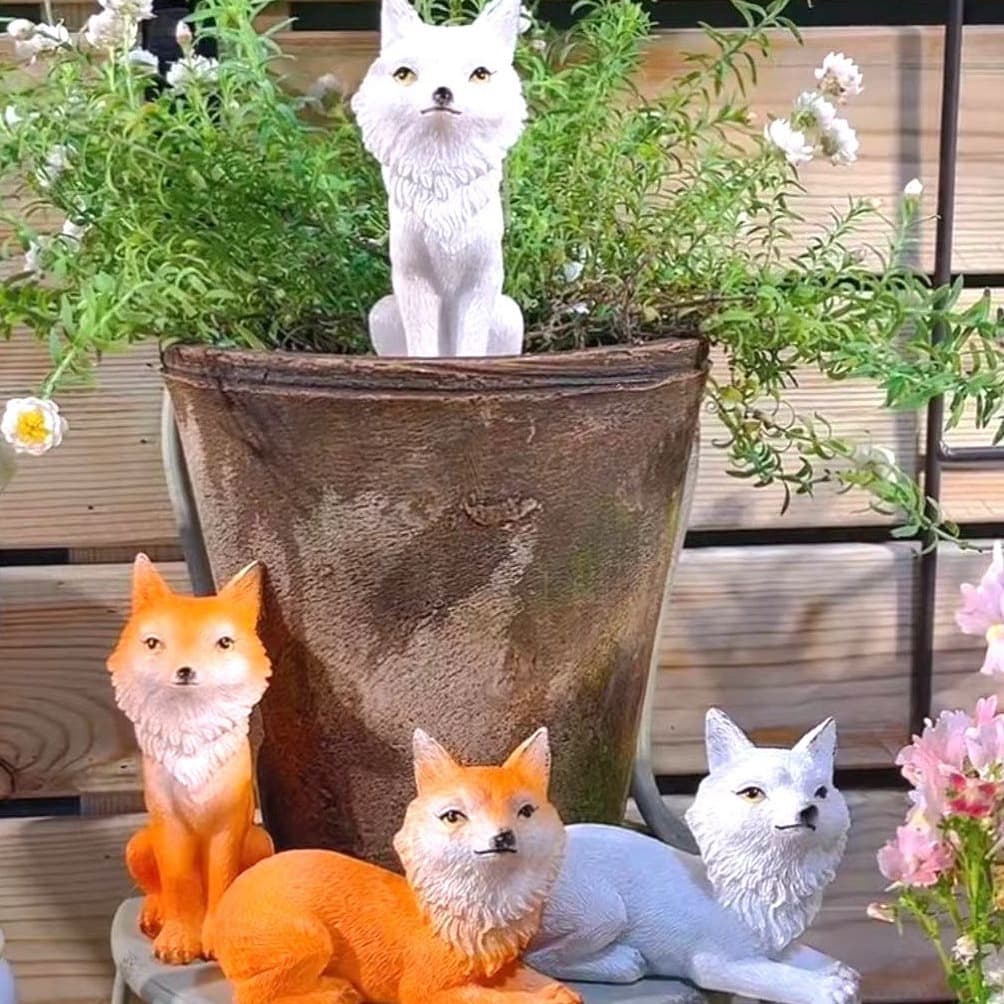 Nine-Tailed Fox Ornament Outdoor Garden Small Decoration Yard Landscape Arrangement Balcony Succulent Decor Resin Craft