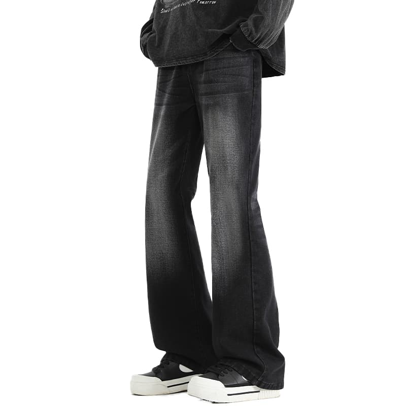Premium Supermarket-Style Heavyweight Washed Gradient Jeans for Men, Trendy Loose Straight-Leg Floor-Length Pants