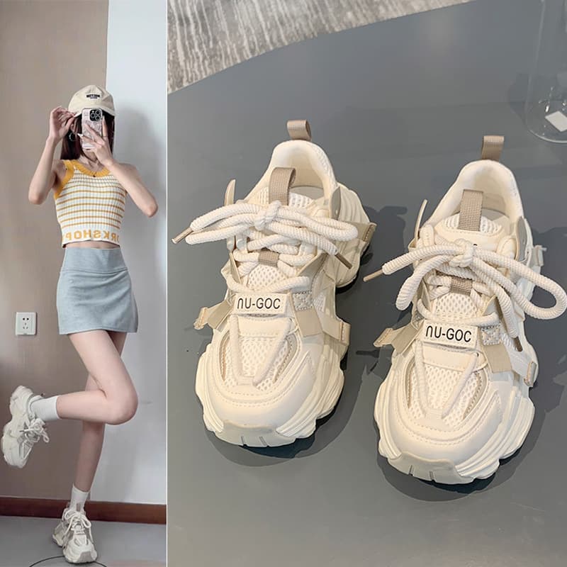 2026 Summer Breathable Non-Odor Dad Sneakers for Women, Mesh Soft Sole Sports Shoes, New Versatile Thick Sole with Fleece Lining Women's Shoes