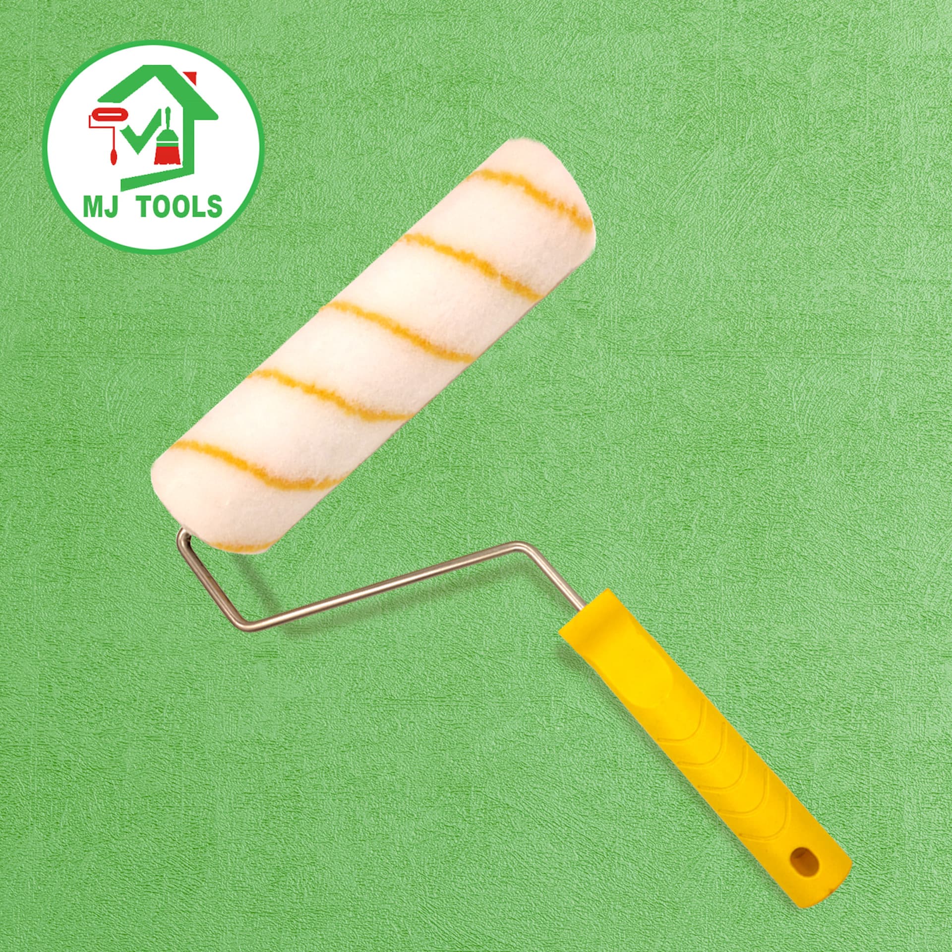 Wholesale cross-border e-commerce exclusive 9-inch seamless brush sleeves, yellow-white stripe paint, latex paint roller brushes.