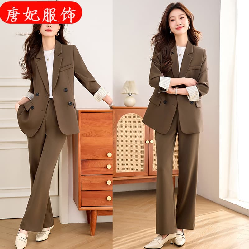 Autumn and winter long-sleeved double-breasted work clothes for female teachers formal professional suits and jackets Korean style trousers women's suits