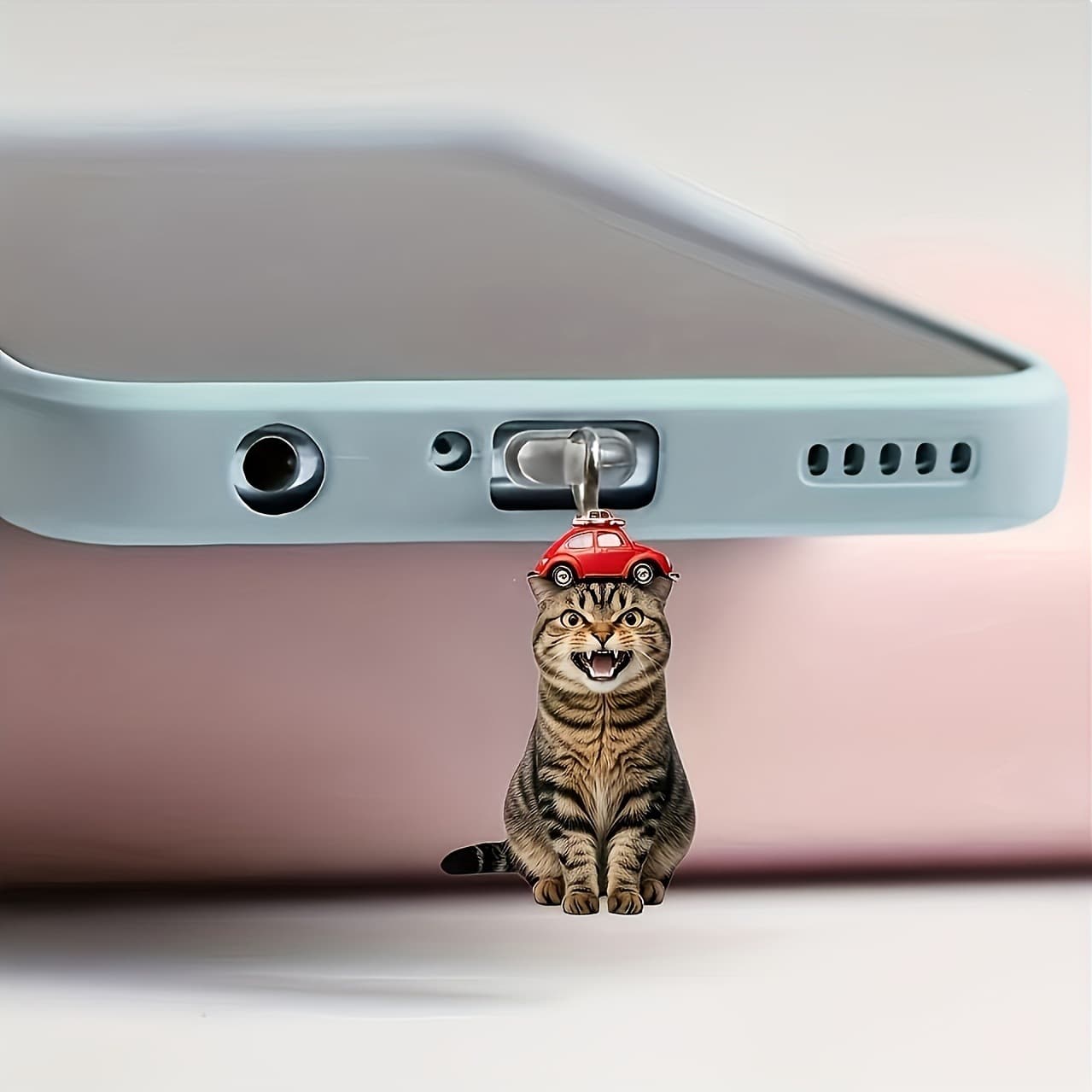 Acrylic Flat Head Car Cat Cross-Border Acrylic Phone Dust Plug Pendant Type-C