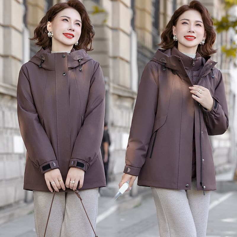 Three-in-One Middle-Aged Mom's Duck Down Down Jacket Liner, Women's 2025 New Style Winter Outdoor Three-Way Wear Non-Windbreaker Coat