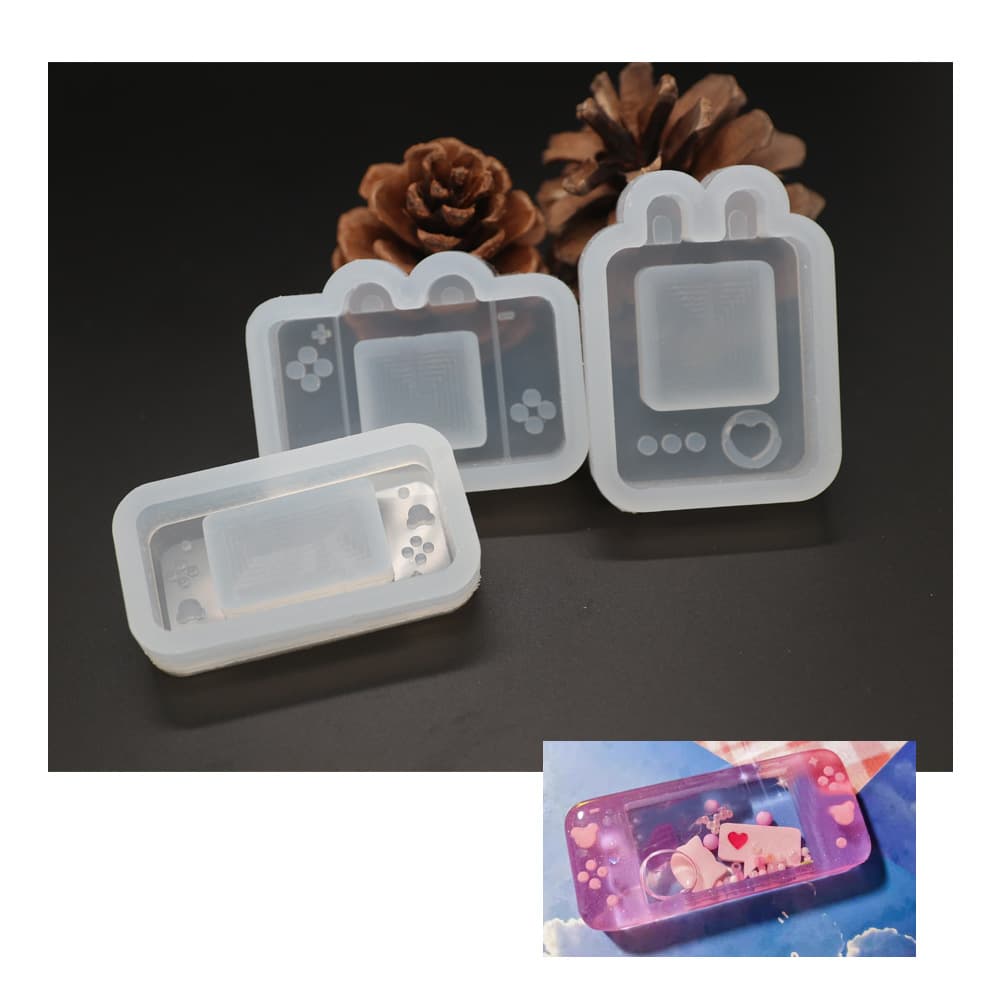 0411 Multi-Style Game Character Epoxy Resin Sand Mold, Cute Rabbit Ear Shape Keyboard Silicone Mold