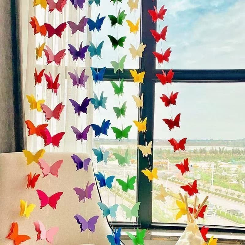 Arrangement of three-dimensional set of butterfly wedding room, new house, bedroom, wedding living room curtains, long strips of happy words, flower decoration, wedding