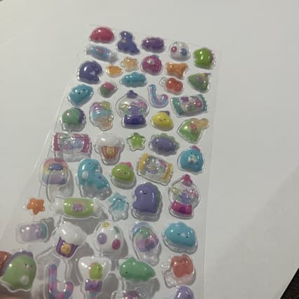 Cartoon 3D embossed stickers for girls and children, cute animal stickers, decorative crystal stickers, DIY journal stickers