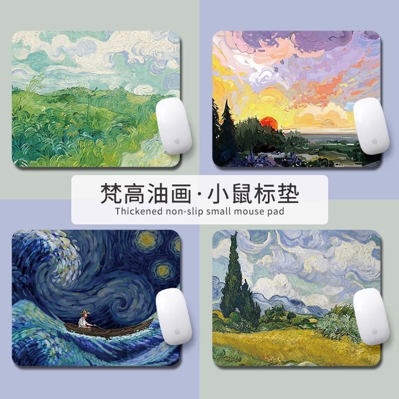 Van Gogh Oil Painting Mouse Pad Creative Art Retro Boys and Girls Office Computer Keyboard Pad Student Portable Desktop Pad