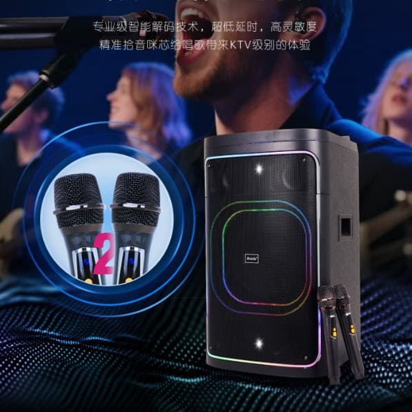 Direct from the Manufacturer 12inch Bts-2241 Singing Machine with Dual Wireless Microphones and Outdoor Bluetooth Speaker