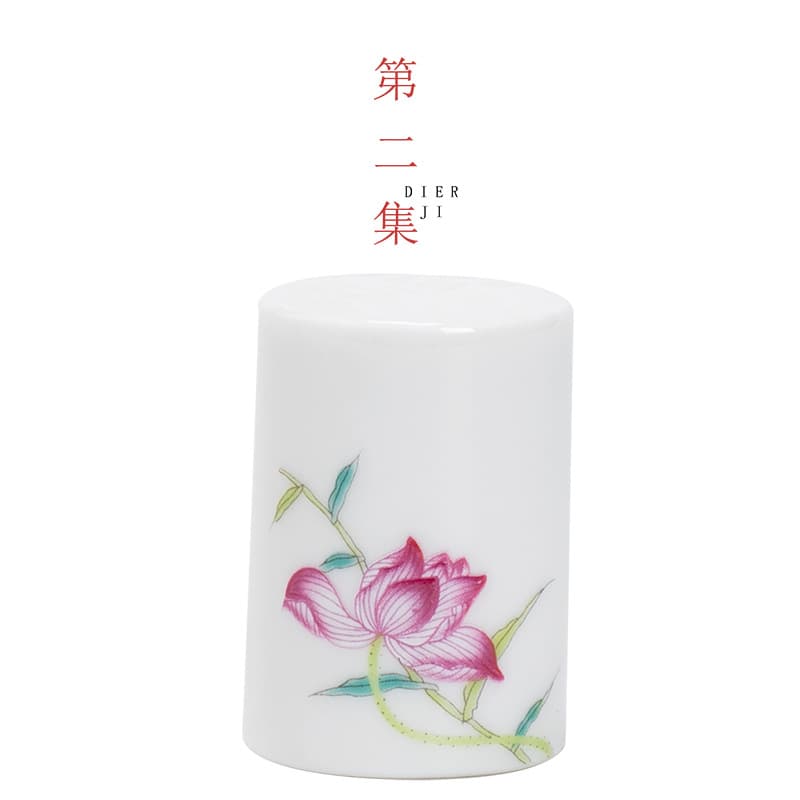 Second Collection Lotus Charm Powder Enamel Lid Rest Ancient Style Ceramic Decorative Ornament Gift for Elders Leaders High-end Gift Box Set