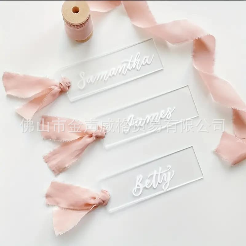 Transparent Wedding Plate, Acrylic Card Perfect for Guest Name Card, Birthday Party, Banquet Decoration