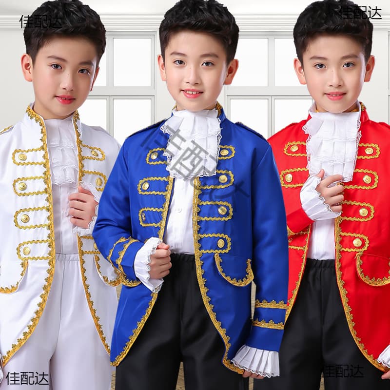 Children's European-style male court prince performance costume, saxophone performance outfit, jazz piano formal wear, hosting attire