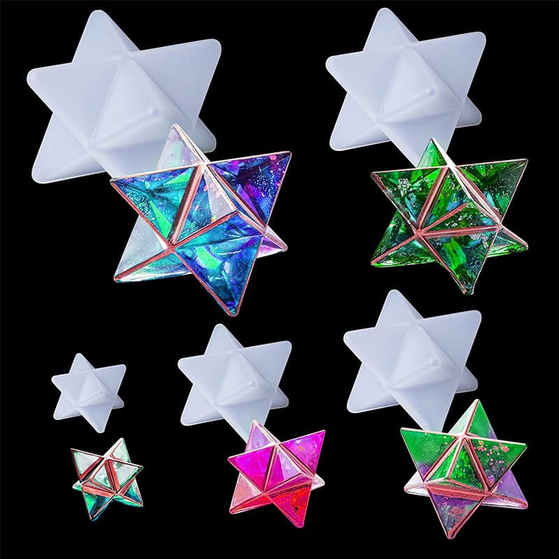 DIY Crystal Epoxy Resin Mold Amazon Multi-Style Hexagram Star Ornament Decoration Pendant Mirror Mold