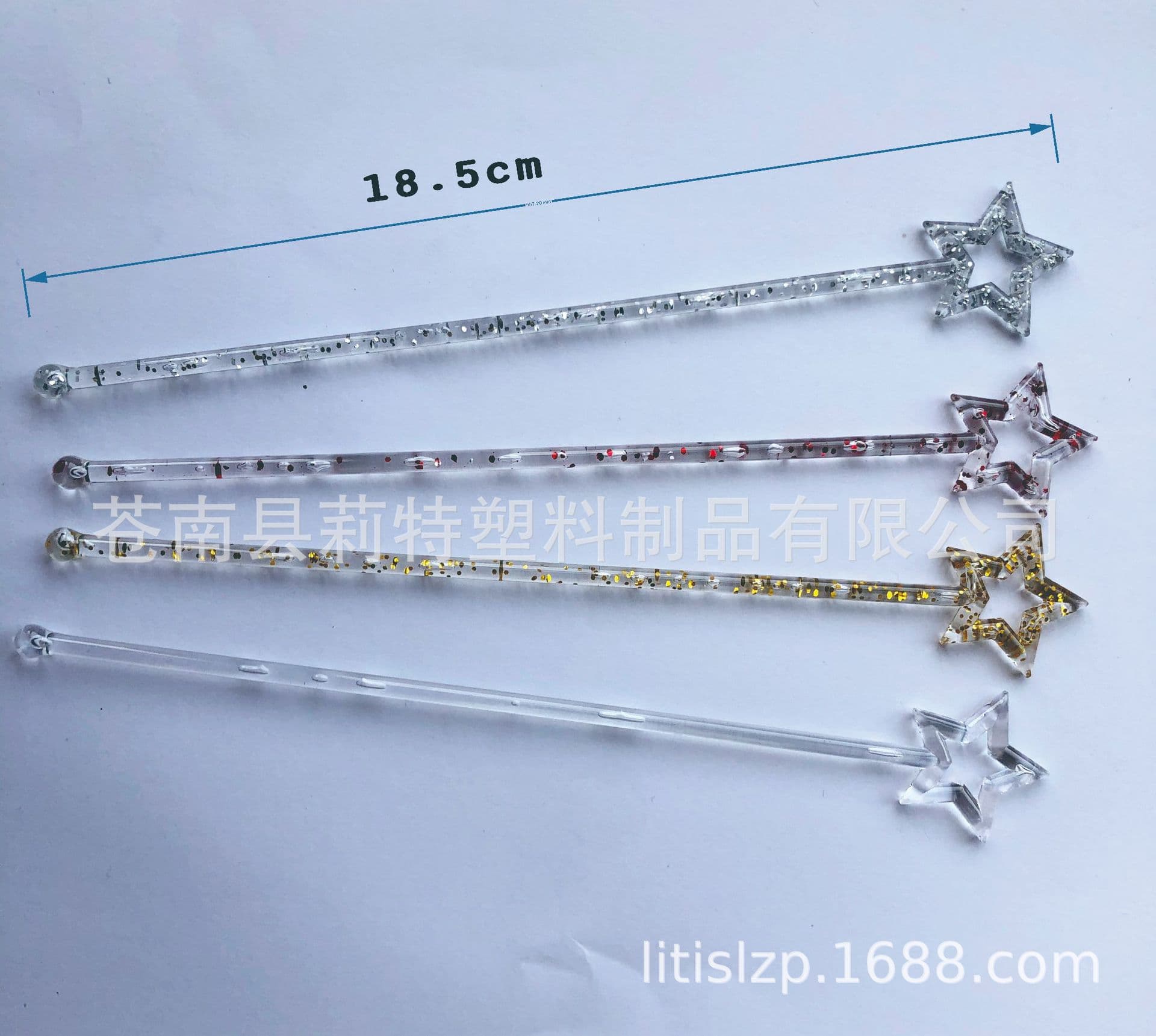 Manufacturer produces glitter powder transparent star-shaped plastic stirrer cocktail Amazon recommended gold glitter powder cocktail mixing