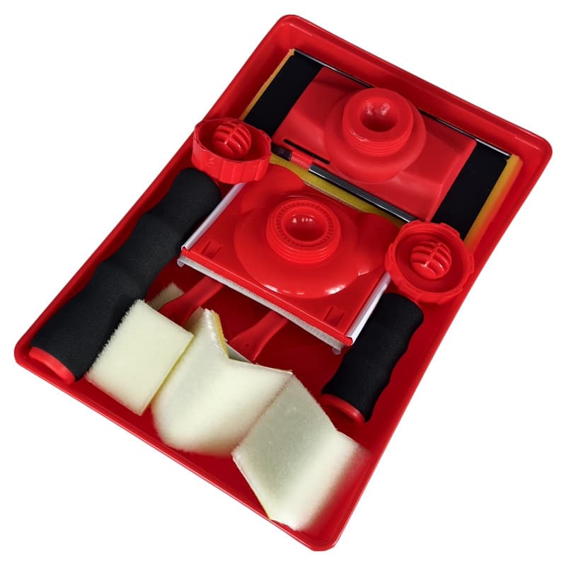 7-inch + 5-inch bristle brush set with rotating handle, connectable to extension rods.
