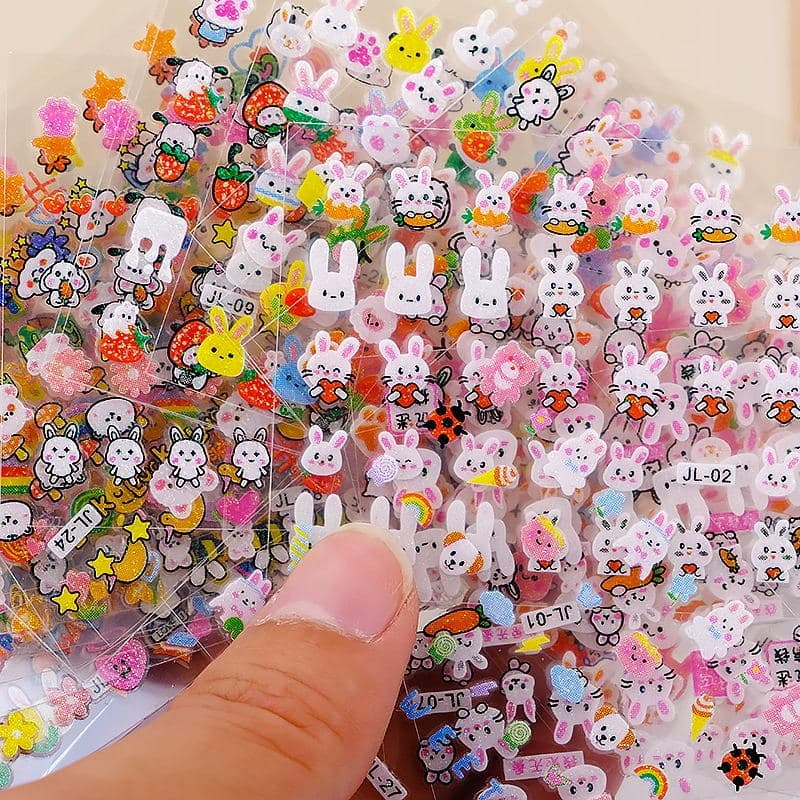 Children's Cartoon Luminous Rabbit Nail Stickers Princess Baby Waterproof Nail Art Decals Kids Nail Stickers Cute