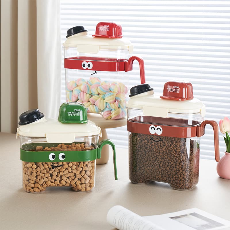 Food-grade Moisture-proof Pet Food Storage Canister for Cat and Dog Food with Sealed Lid