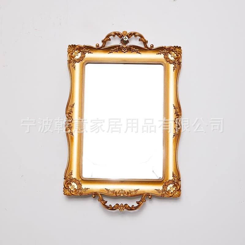 Vintage Gold Rim Mirror Jewelry Display Tray for Photography Props and Vanity Organizer
