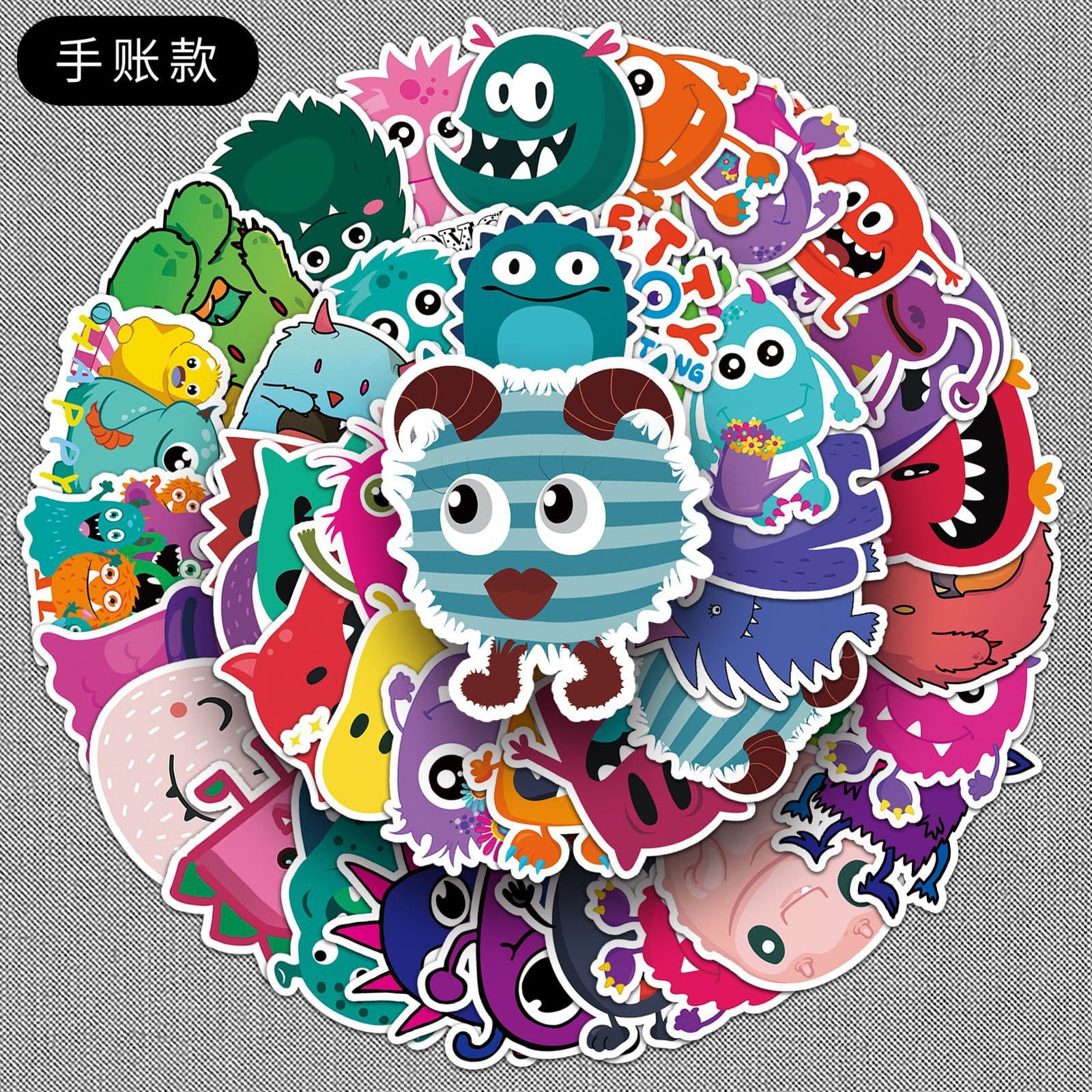 50 Hand Account Small Monster Luggage Sticker Personality Cartoon Trend Laptop Car Foreign Trade Decoration