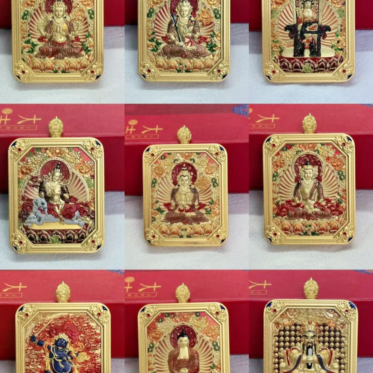 Dragon Fifth Master Double-Sided 3D Thangka Eight Great Protectors Zhagilamu Necklace Gold-Eating Amulet Personal Buddha