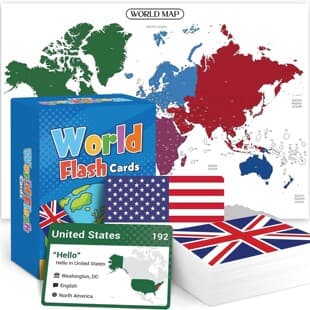 Cross-border New World Flags Recognition Cards Children's English Enlightenment with World Map Cards