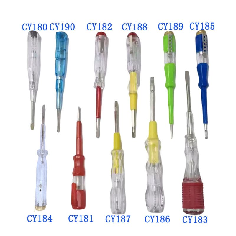 Multi-functional screwdriver tester, flathead/Phillips head screwdriver, copper cap tester, transparent tester.