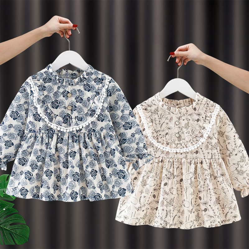 Baby Smock Autumn/Winter Girls' Outerwear Princess Dress Eating Bib Waterproof and Stain-Resistant Children's Back-Wearing Clothes Infant Apron