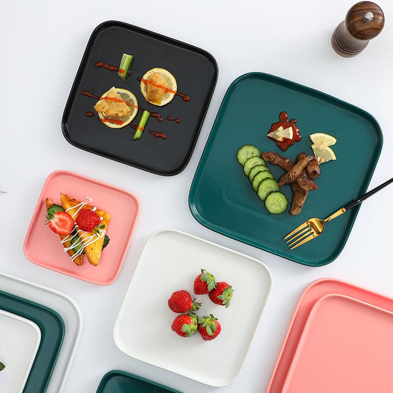 Nordic Style Ceramic Dinner Plate Steak Plate Square Plate Western Tableware Vegetable Plate Breakfast Plate Microwave Safe