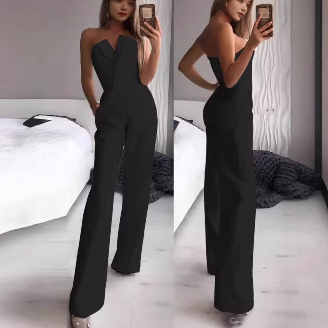 2026 Factory Direct Spring Summer Chinese-style Long Dress New Chinese Jumpsuit Slant Front Mid-waist Elegant Office Jumpsuit