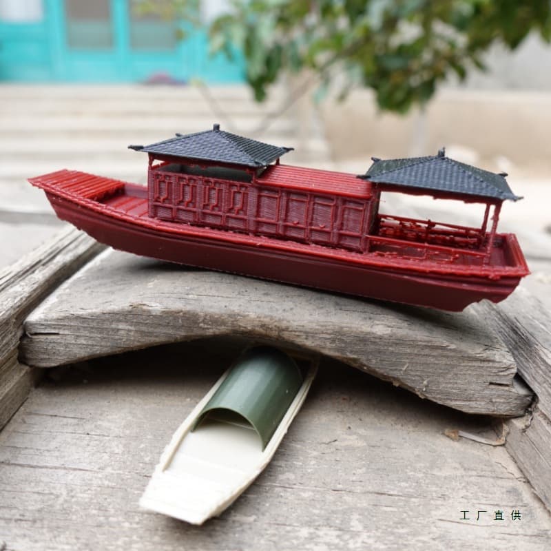 Ancient passenger boat mini floating sampan for traditional fishkeeping, paludarium landscaping, and micro landscape decoration