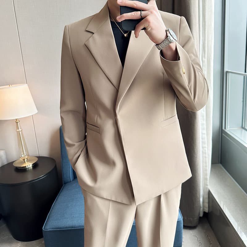 Spring/Summer TikTok Hot Style Micro-Loose Fit Magnetic Hidden Button Suit Set 2302-P230 Black White