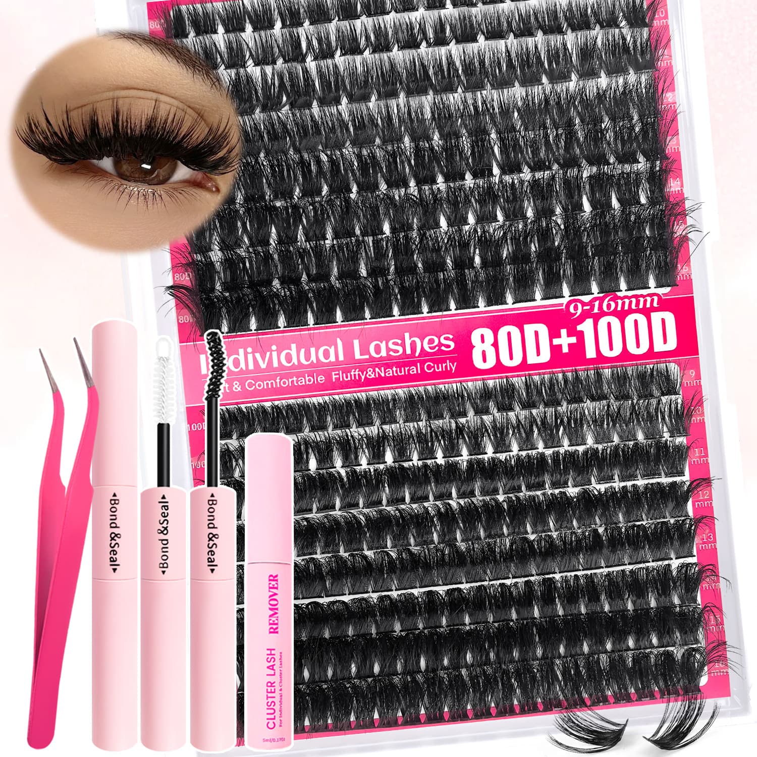 Cross-border Hot Selling Fluffy 80D100D Single Cluster DIY Segmented Hot Melt Thick Curled False Lashes Factory Wholesale