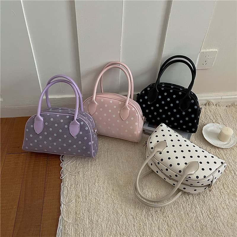 Sweet Girly Polka Dot Bag Underarm Bag Women's Bag 2026 New Trendy Fashion Portable Bowling Bag Large Capacity Bag