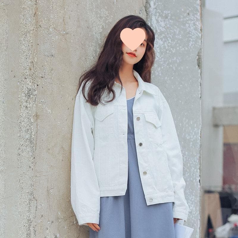 White Denim Jacket for Women Spring Autumn Winter 2020 New Korean Loose Plus Size Student Casual Versatile Coat