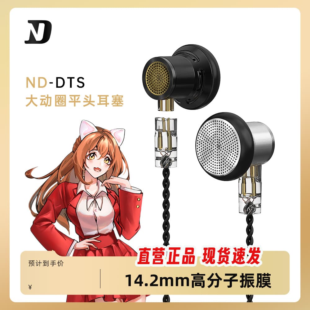 ND DTS minimalist style large dynamic driver high-fidelity in-ear flat earbuds