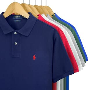 RL Ralph Lauren Cross-border Short Sleeve Polo Shirt with Small Pony Embroidery Summer Men's Polo Top Turn-down Collar Casual