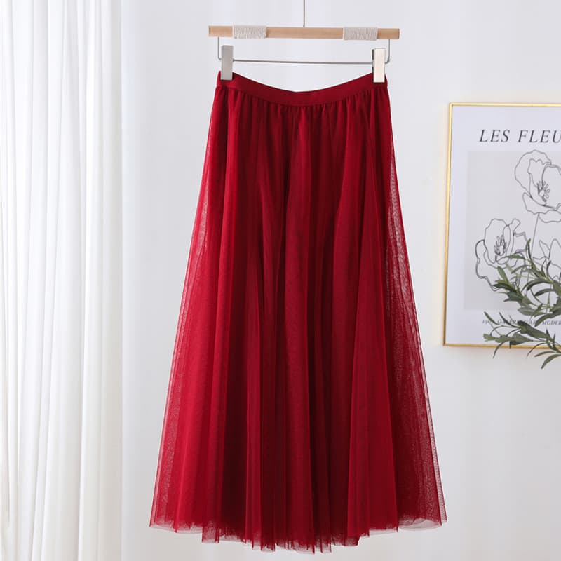 High-Waisted Pleated Skirt For Women Spring Autumn Long Dance Dress A- Line Silhouette Foldable Waist-Length Hemline