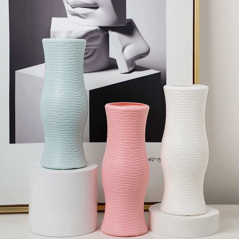 Direct Sale Plastic Vase Nordic Color Vase Decorative Craft Imitation Glaze Drop-resistant Dry and Wet Flower Arrangement Container