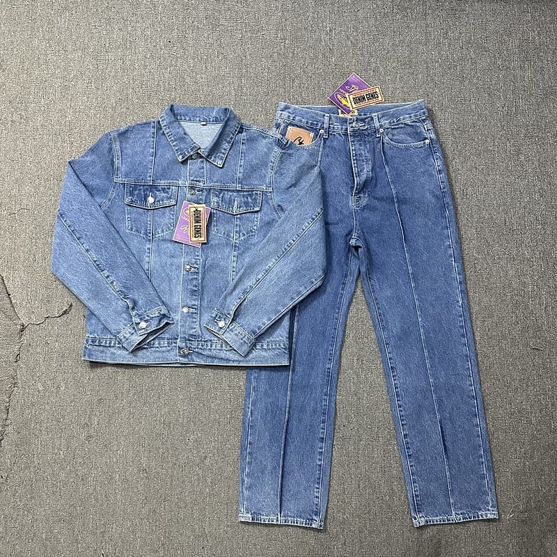 Meichao Devil's Island Casual Set High Street Men Women Couple Trendy Denim Jacket Pants